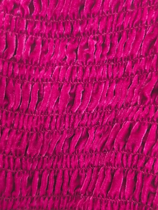 Anthropologie Velvet Smocked Long-Sleeve Top - Magenta - Picture 3 of 6